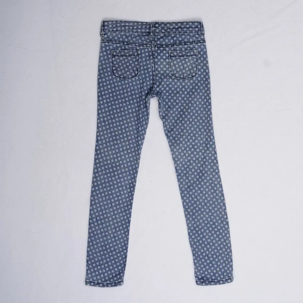 Gymboree Super Skinny Floral Print Stretch Denim Jeans Girls Size 7
